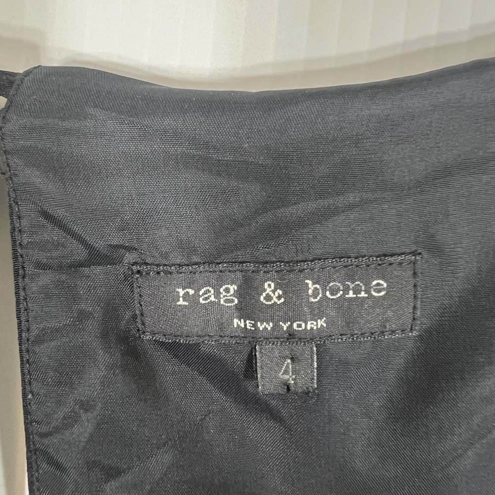 RAG & BONE 100% Silk Romper Size 4 Black Cuffed Capsule Minimalist Short Sleeve - Picture 6 of 12
